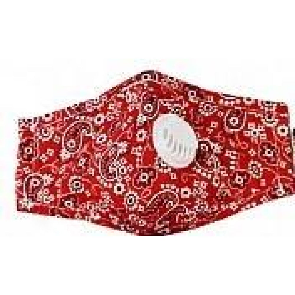 Bandana Face Mask W/PM 2.5 Filter Valve - Red