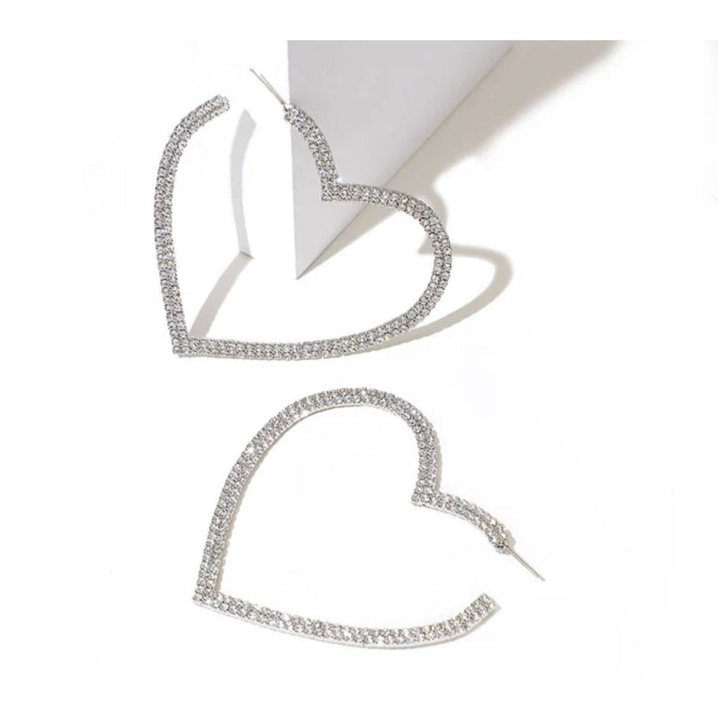Crystal Heart Hoops