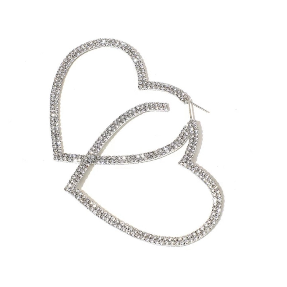 Crystal Heart Hoops