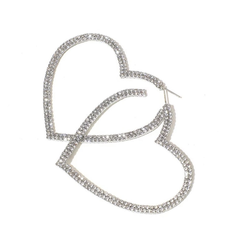 Crystal Heart Hoops