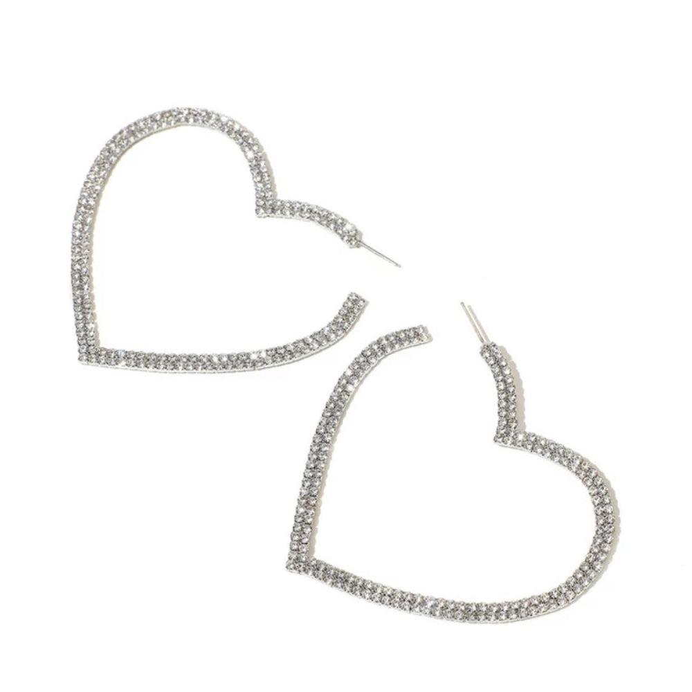 Crystal Heart Hoops