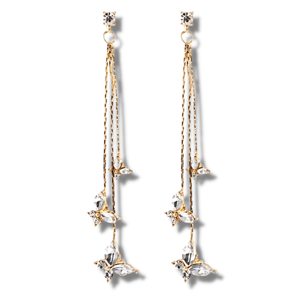 Gold Butterfly Crystal Drop Earrings