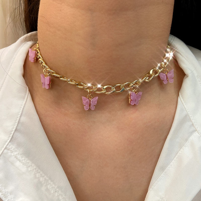 Gold Butterfly Opal Choker