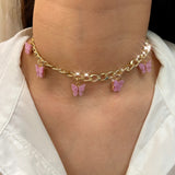 Gold Butterfly Opal Choker