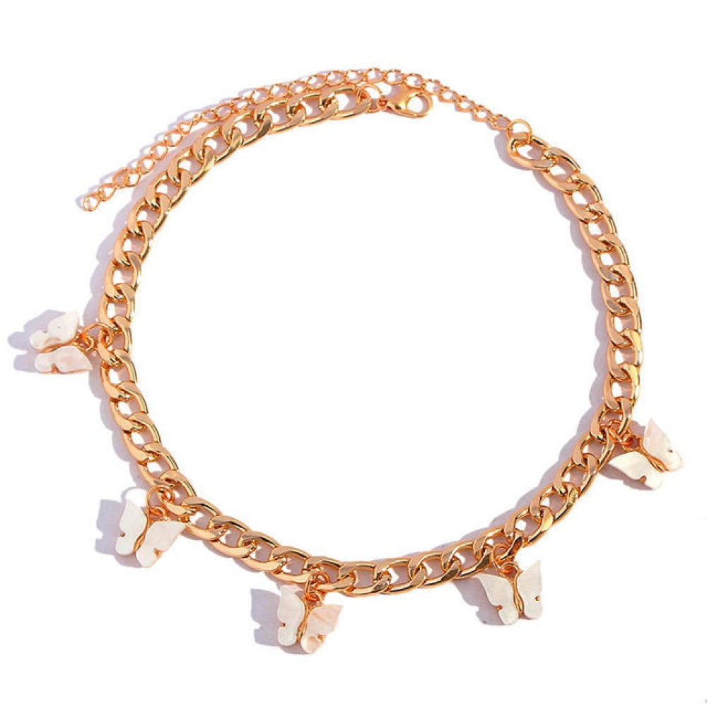 Gold Butterfly Opal Choker - White Opal