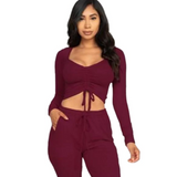 Hot Girl Berry Ruched Jogger Set