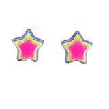 Mini Neon Rainbow Star Studs