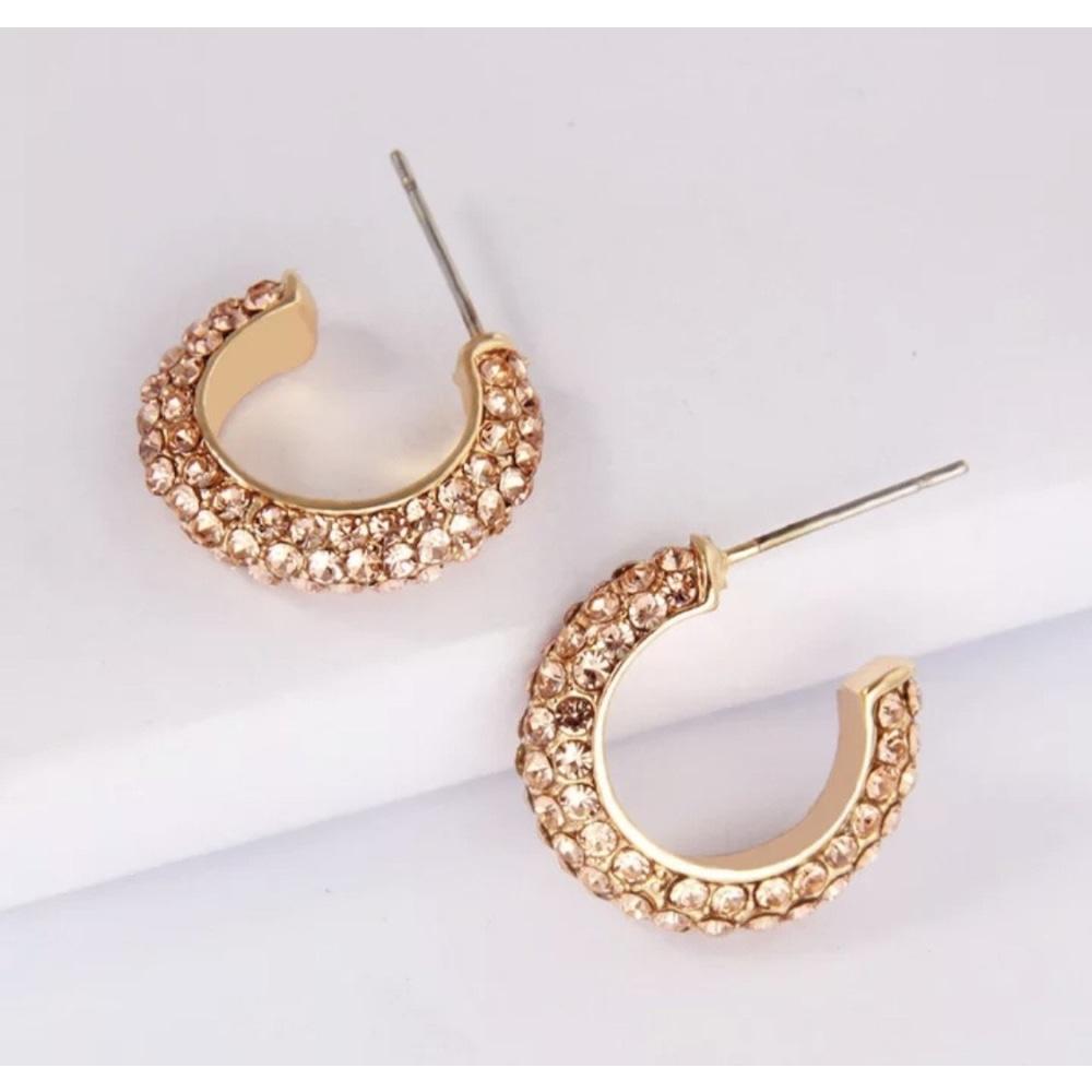 Chrystal Huggie Earrings - Champagne