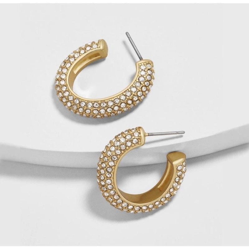 Chrystal Huggie Earrings - White