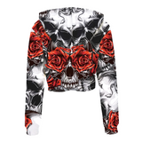 Skull & Roses Cropped Hoodie