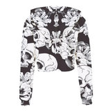 Skull & Roses Cropped Hoodie