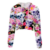 Skull & Roses Cropped Hoodie