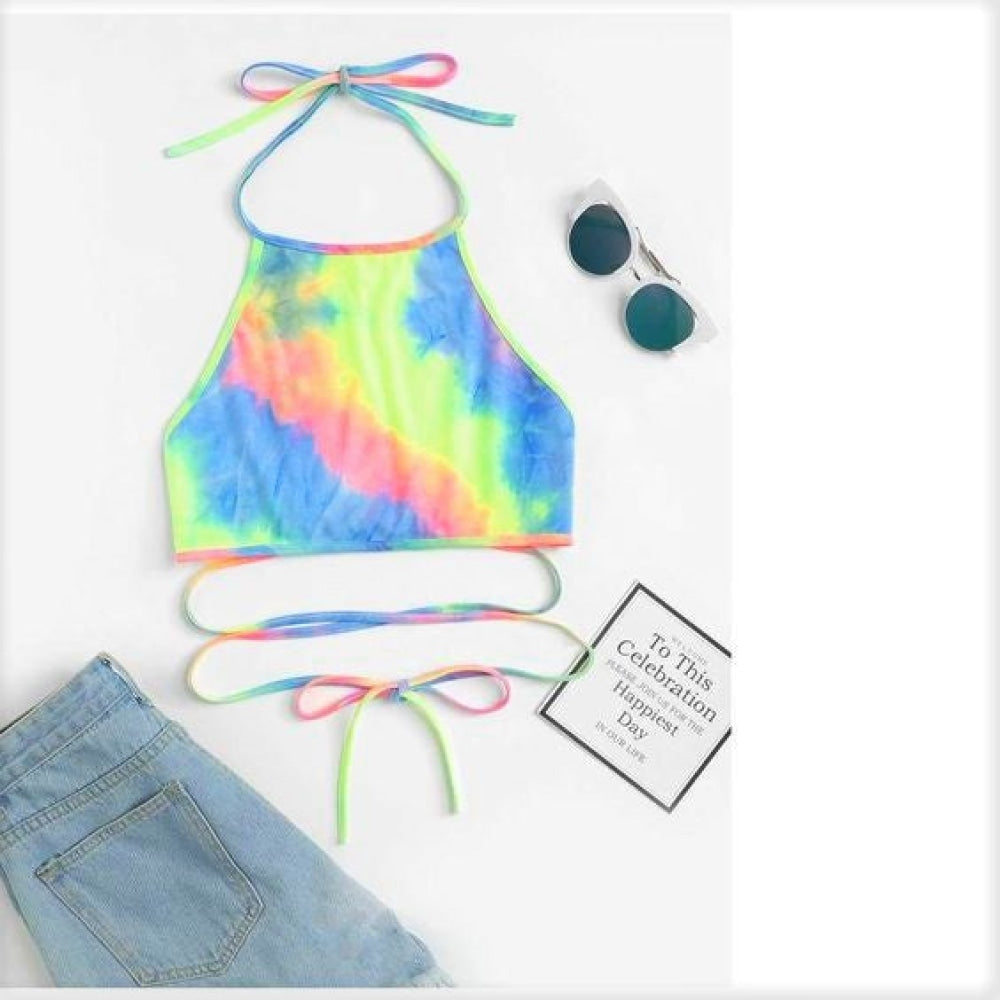 Tie Dye Wrap Halter Top