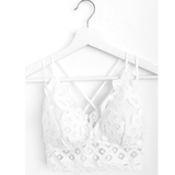 Ava White Crocheted Lace Bralette