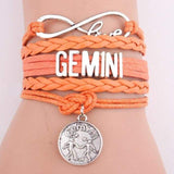 Zodiac Hemp Leather Bracelet - GEMINI / 7 inch