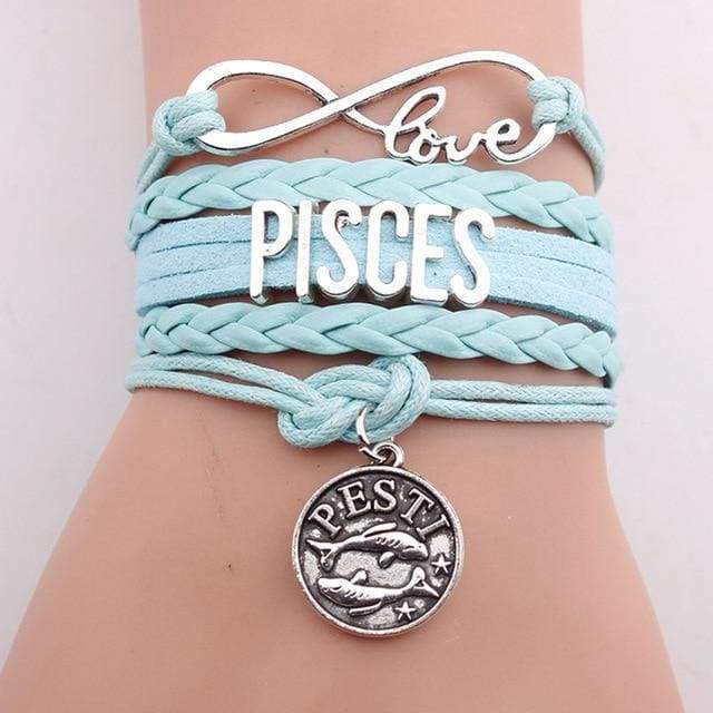 Zodiac Hemp Leather Bracelet - PISCES / 7 inch