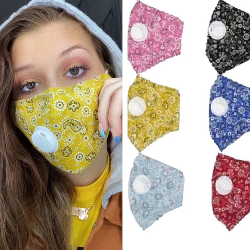 Bandana Face Mask W/PM 2.5 Filter Valve