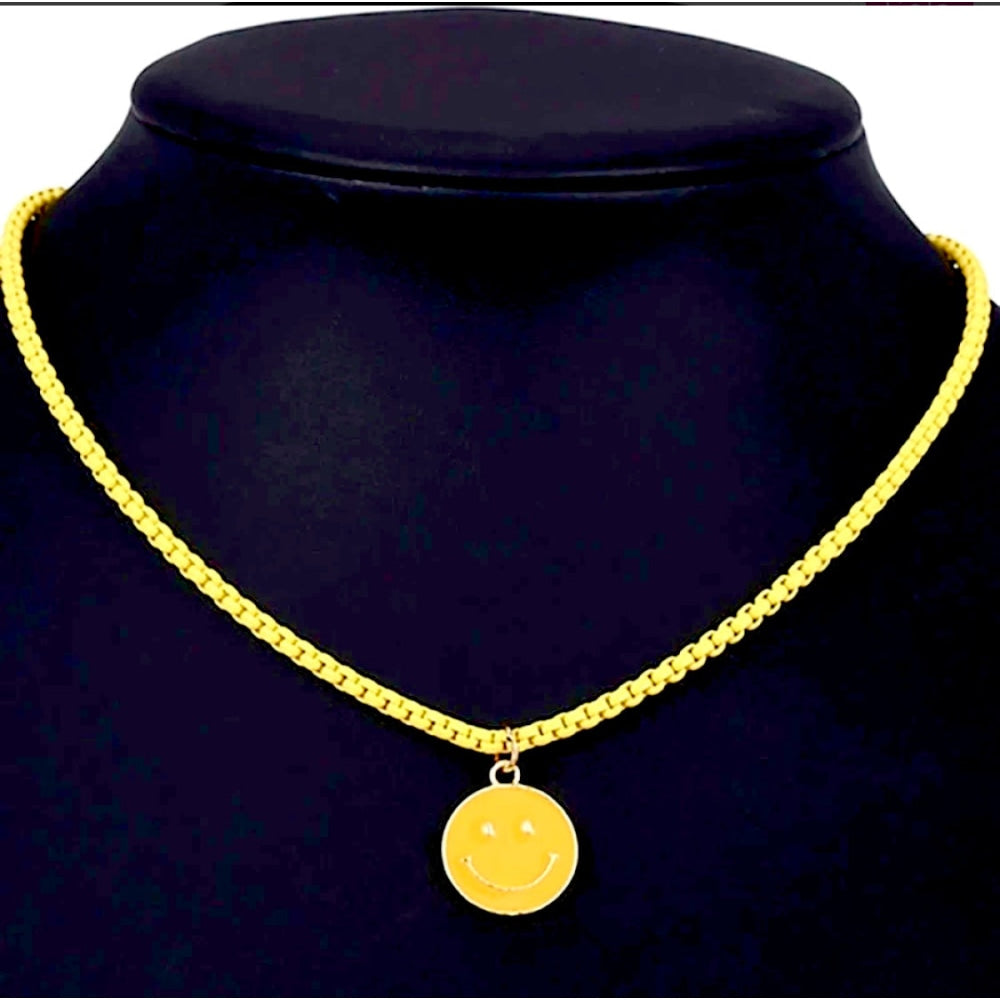 Colorful Happy Face Necklace - Yellow