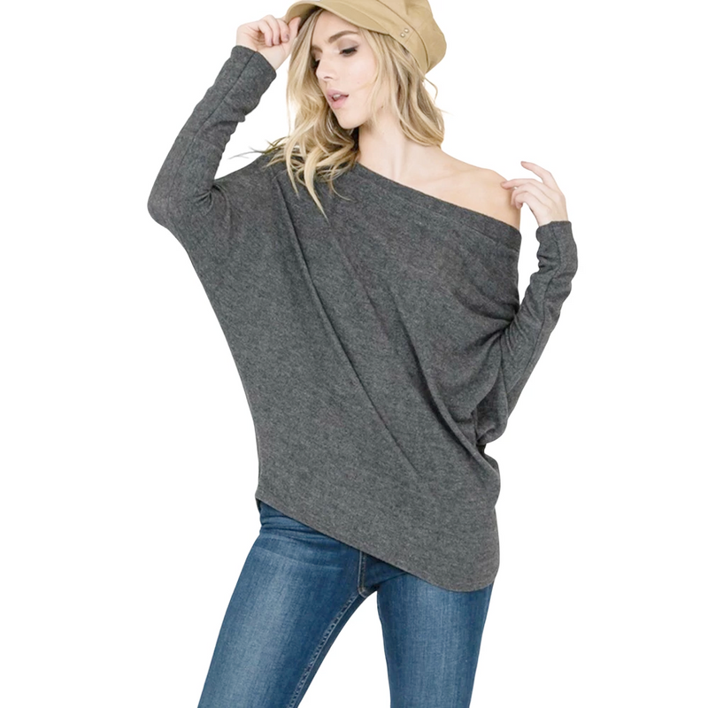 Off The Shoulder Dolman Sleeve Knit top