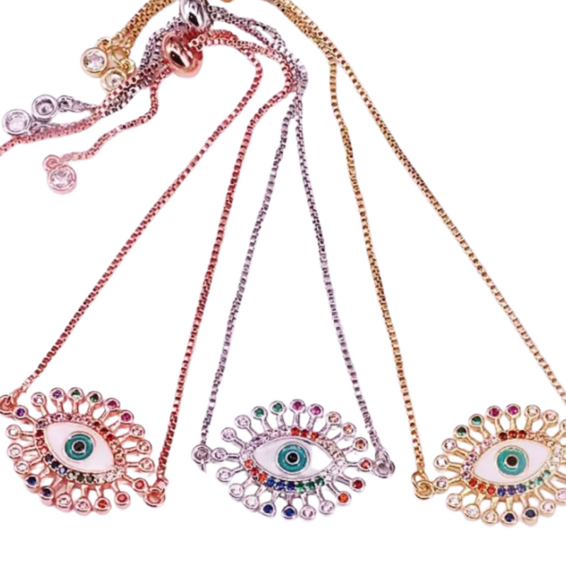 Evil Eye Gemstone Bracelet - Gold Jewelry