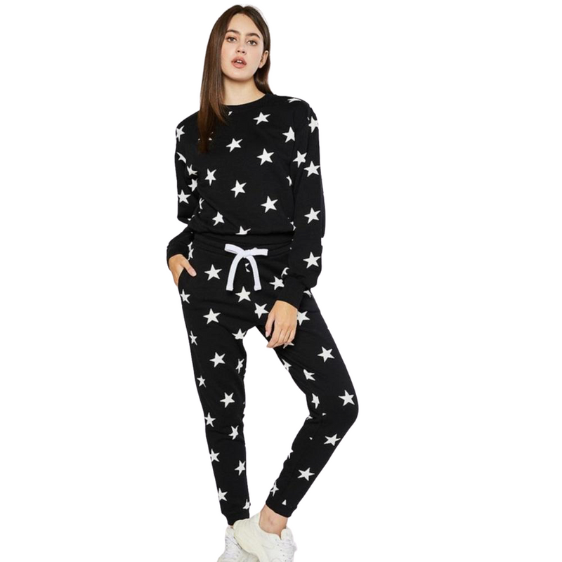 Star Print Sweatpants + Sweatshirt Set