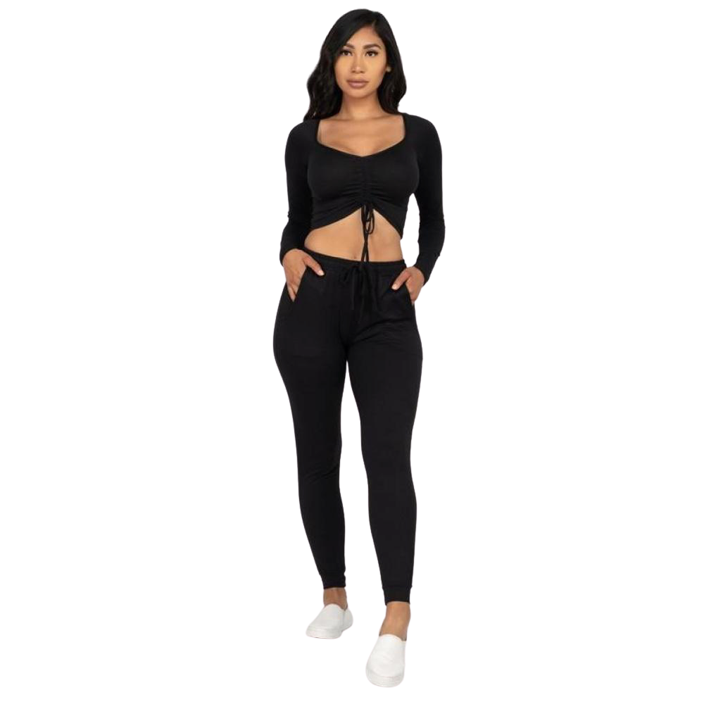 Ruched Top +Joggers Set