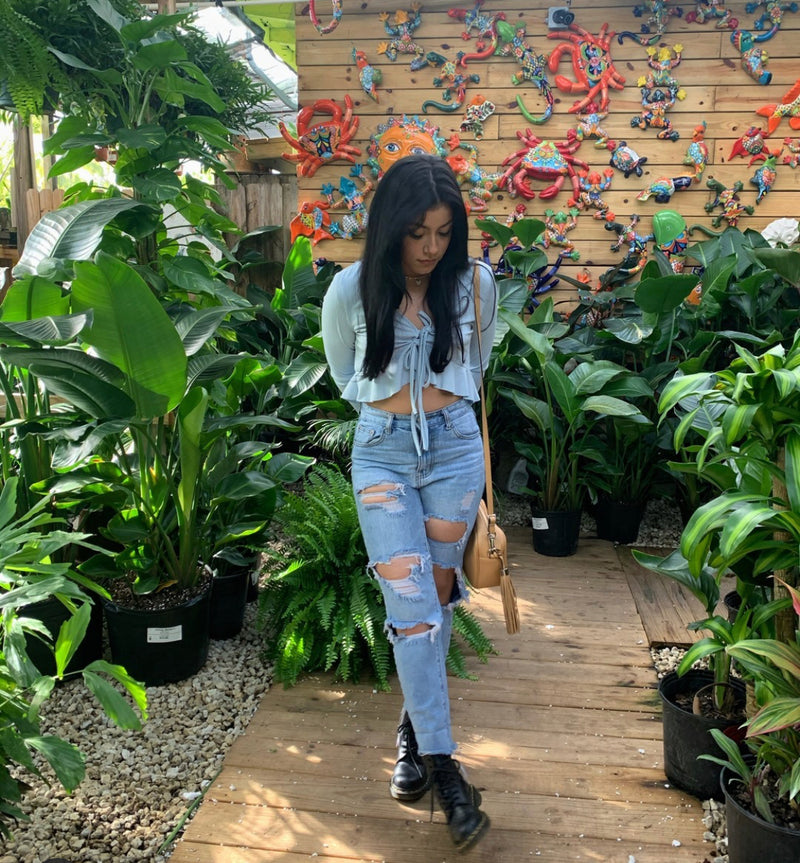 Dream In Blue Front Tie Top