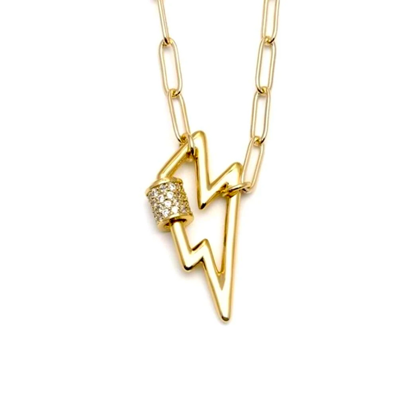 Lighting Bolt Carabiner Necklace
