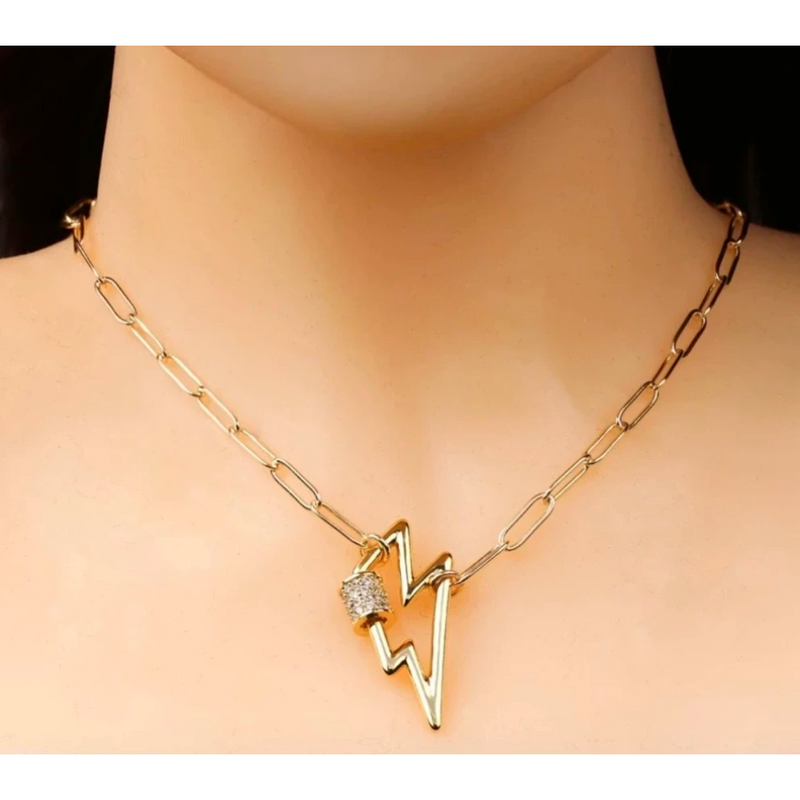 Lighting Bolt Carabiner Necklace