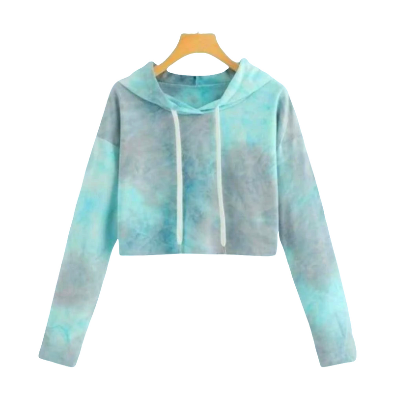 Mermaid Clouds Tie Dye Crop Hoodie