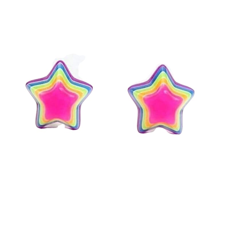 Neon Rainbow Star Studs