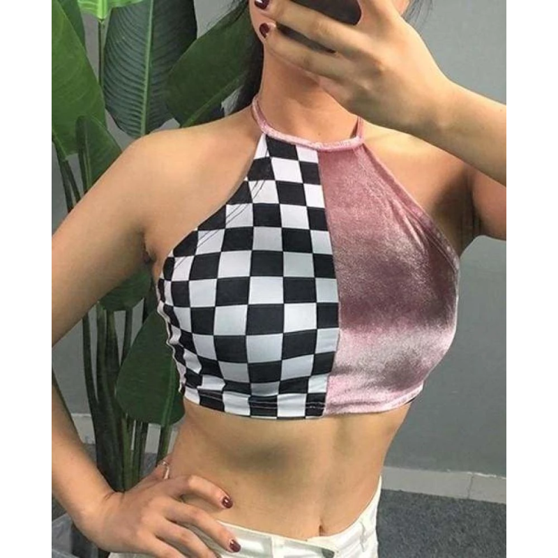 Pink Split Halter Top