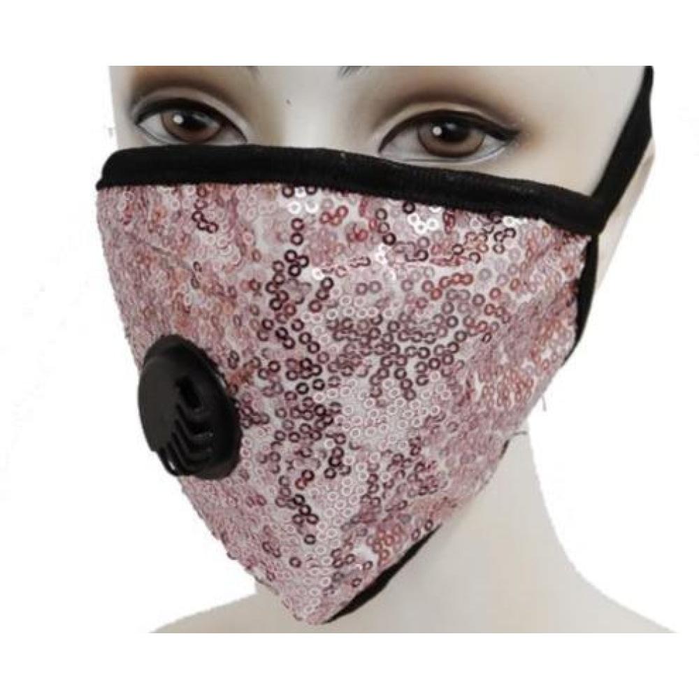 Sequin Face Mask W/Filter Valve - pink