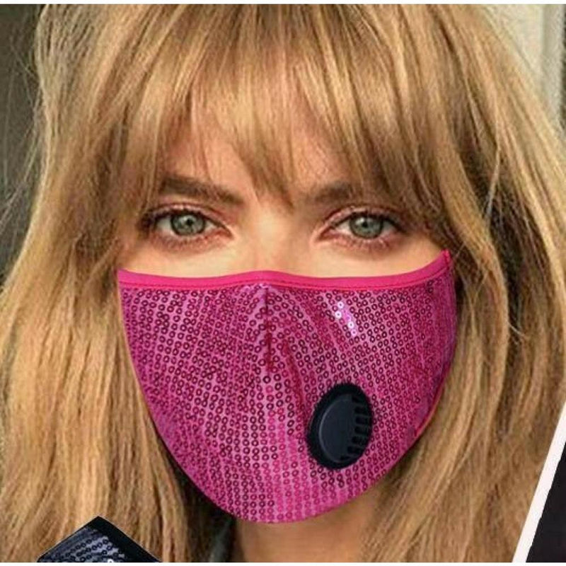 Sequin Face Mask W/PM 2.5 Filter Valve