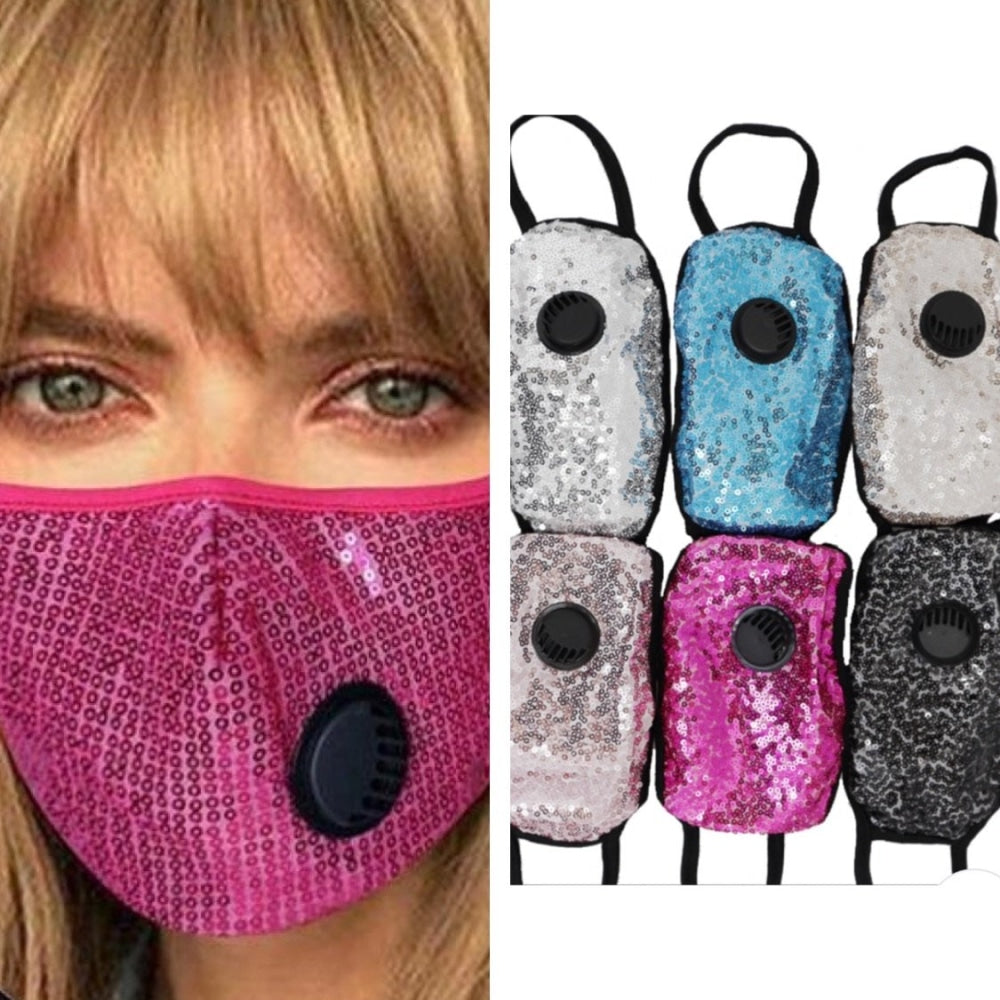 Sequin Face Mask W/PM 2.5 Filter Valve