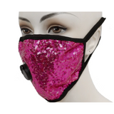 Sequin Face Mask W/Filter Valve - Hot Pink