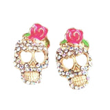 Skull & Roses Crystal Stud Earrings