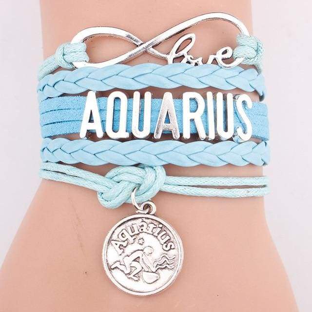 Zodiac Hemp Leather Bracelet - AQUARIUS / 7 inch