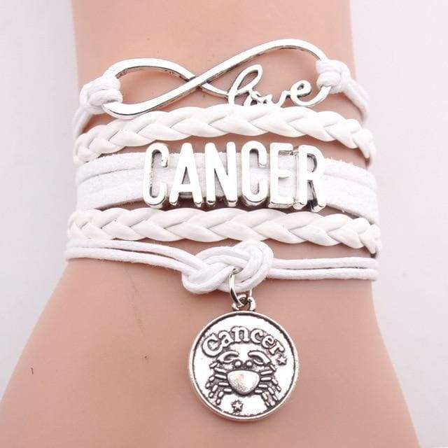 Zodiac Hemp Leather Bracelet - CANCER / 7 inch