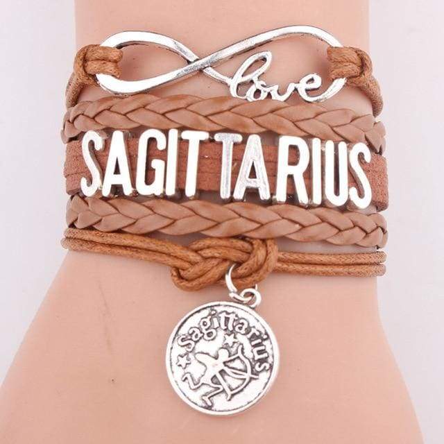 Zodiac Hemp Leather Bracelet - SAGITTARIUS / 7 inch